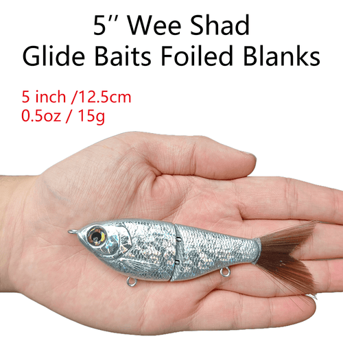 [10 PCS] [Foiled] 5'' Shad Glide Foiled Glide Bait Blanks - Rough Scale Body BL-091-A