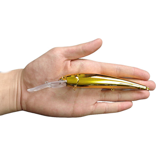 [10 PCS] [Gold Plated] Bandit Walleye Deep KO Unpainted Minnow Blanks BL-163-G
