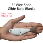 [10PCS] 5'' 2-section Wee Shad Glide Bait Blanks - Rough Carved Scale Body BL-091