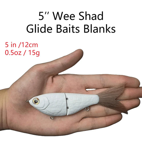 [10PCS] 5'' 2-section Wee Shad Glide Bait Blanks - Rough Carved Scale Body BL-091
